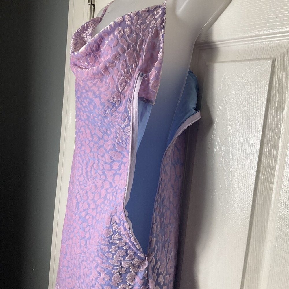 NWT Nasty Gal Animal Print Cowl Neck Mini Slip Dress Pink Purple Velour Size 8 - Picture 13 of 16